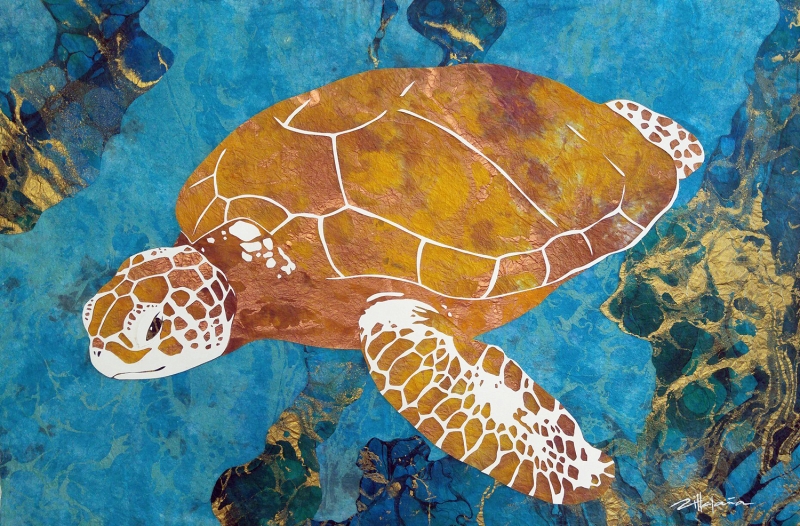 Yellow Honu by artist Marcy Ann Villafana